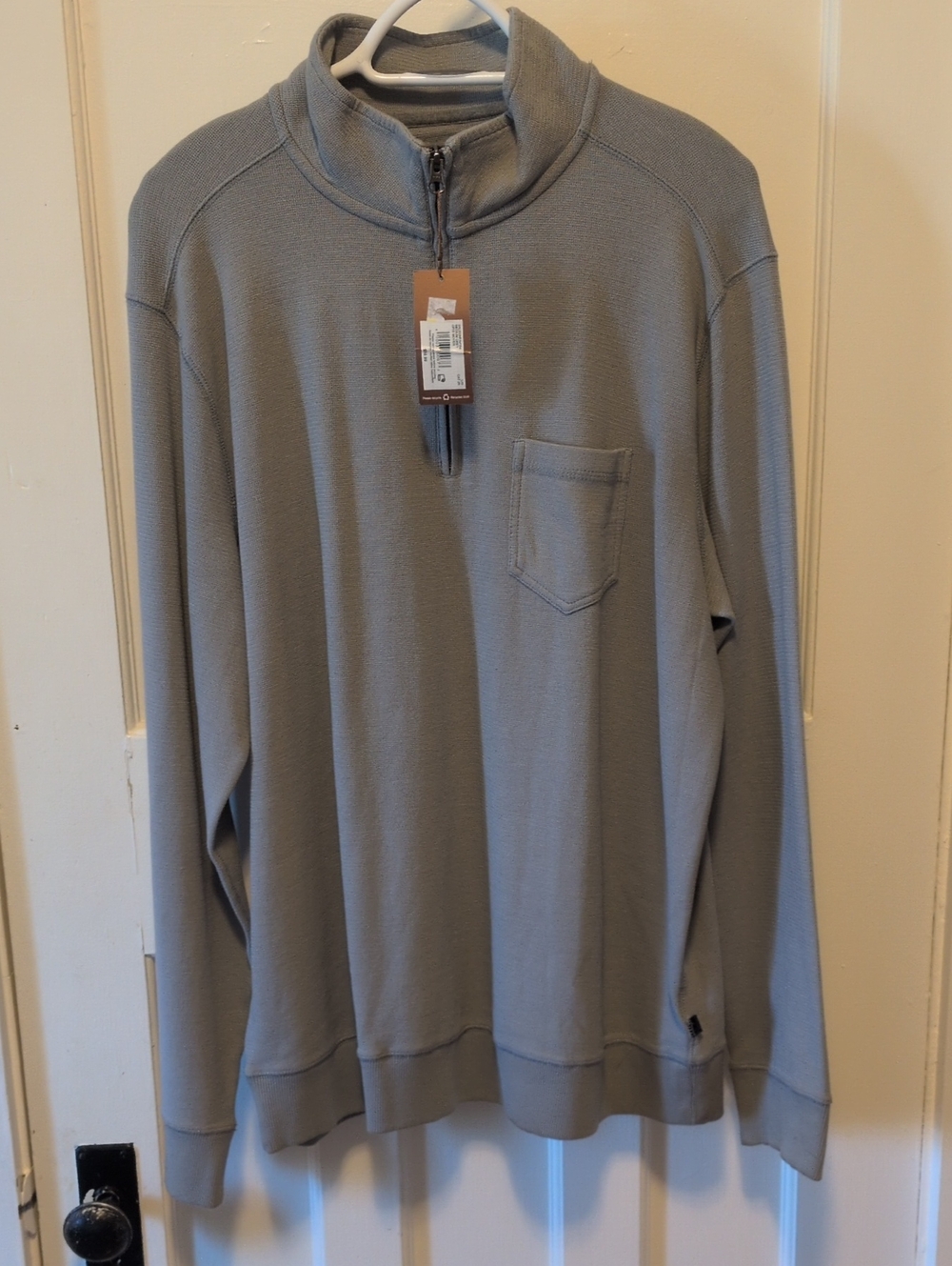 Denver Hayes Men's Light Gray Quarter-Zip Pullover with Chest Pocket